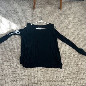 American Eagle Outfitters Black Cold Shoulder Long Sleeve Top